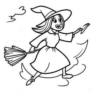 Spooky Witch Flying On A Broomstick Coloring Page 1862-1536