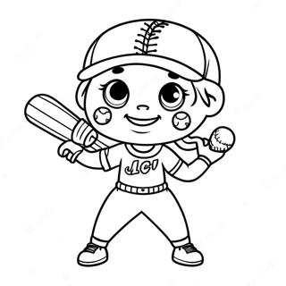 Cute Softball Coloring Page 18645-15606