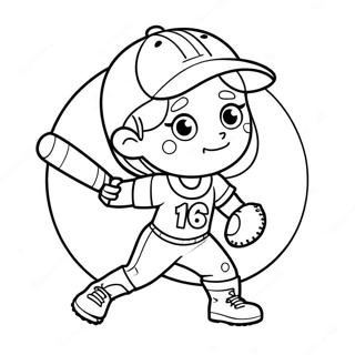 Adorable Softball Player Coloring Page 18646-15609