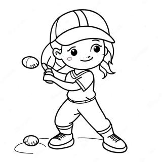 Cute Softball Coloring Pages