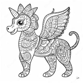 Colorful Alebrijes With Patterns Coloring Page 18696-15649