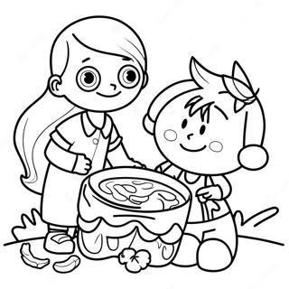 Friendly Kids Sharing Coloring Page 18746-15689