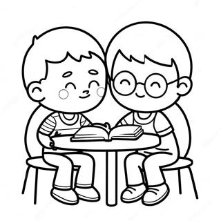 Friendly Kids Sharing Coloring Page 18746-15690