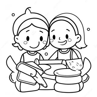 Friendly Kids Sharing Coloring Page 18746-15691