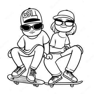 Cool Homies With Skateboards Coloring Page 18766-15707