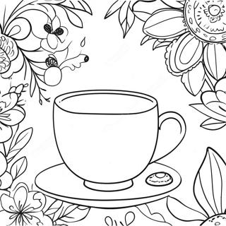 Cute Floral Tea Cup Coloring Page 18806-15737