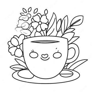 Cute Floral Tea Cup Coloring Page 18806-15738