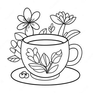 Cute Floral Tea Cup Coloring Page 18806-15739