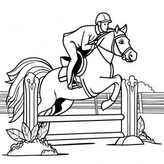 Elegant Show Jumping Horse In Action Coloring Page 18829-15753