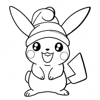 Pikachu Wearing A Santa Hat Coloring Page 1882-1550