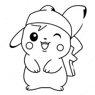 Pikachu Wearing A Santa Hat Coloring Page 1882-1551