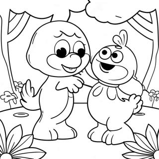 Elmo And Abby In A Magical Garden Coloring Page 18839-15761