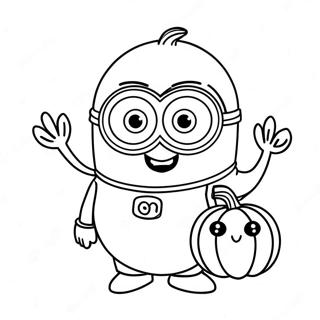 Cute Halloween Minion With Pumpkin Coloring Page 18889-15801