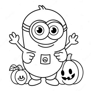 Cute Halloween Minion With Pumpkin Coloring Page 18889-15802