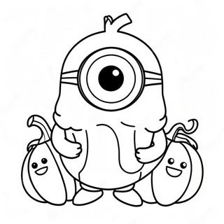 Cute Halloween Minion With Pumpkin Coloring Page 18889-15803