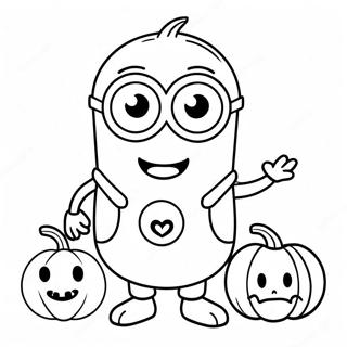 Cute Halloween Minion With Pumpkin Coloring Page 18889-15804