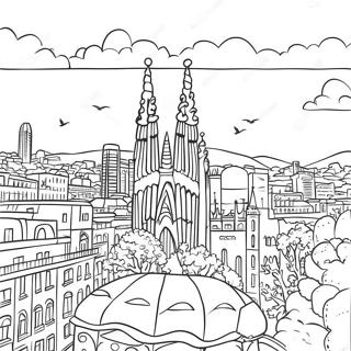 Barcelona City Skyline Coloring Page 18948-15847