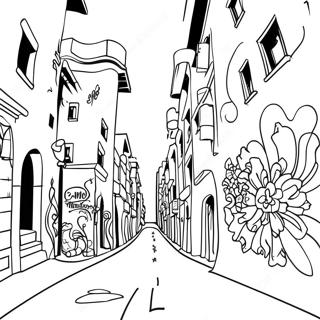 Colorful Barcelona Street Art Coloring Page 18949-15849