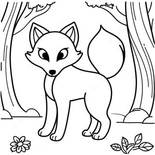 Mythical Nine Tailed Fox In Forest Coloring Page 18969-15866