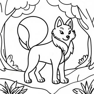 Mythical Nine Tailed Fox In Forest Coloring Page 18969-15868