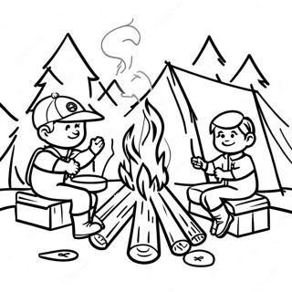 Cub Scout Campfire Scene Coloring Page 18979-15873