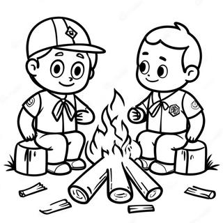 Cub Scout Campfire Scene Coloring Page 18979-15874