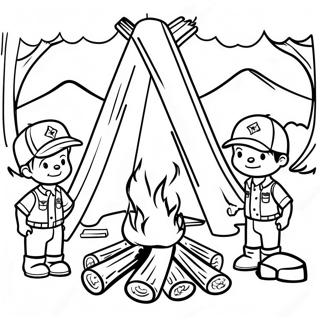 Cub Scout Campfire Scene Coloring Page 18979-15875