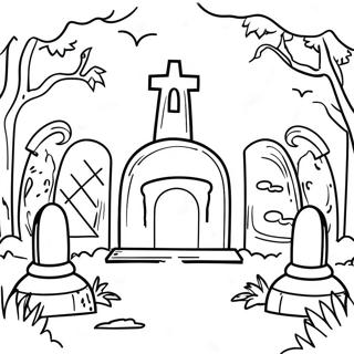 Graveyard Scene Coloring Page 18988-15879