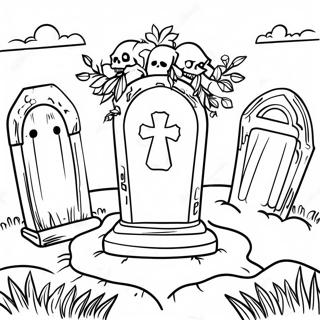 Graveyard Scene Coloring Page 18988-15880