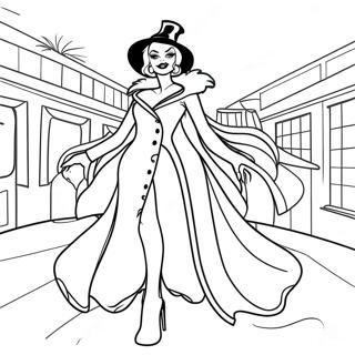 Cruella In Her Glamorous Outfit Coloring Page 19039-15922