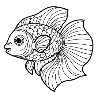 Colorful Beta Fish Swimming Coloring Page 19049-15931