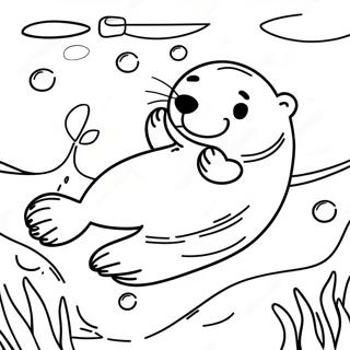 Sea Otter Swimming Playfully Coloring Page 19118-15982