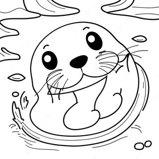 Sea Otter Swimming Playfully Coloring Page 19118-15983