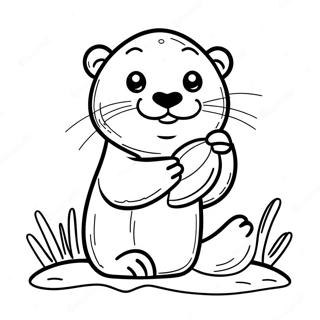 Cute Sea Otter Holding A Shell Coloring Page 19119-15987