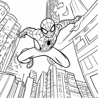 Spider Man Swinging Through The City Coloring Page 19219-16065