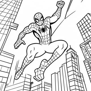 Spider Man Swinging Through The City Coloring Page 19219-16066