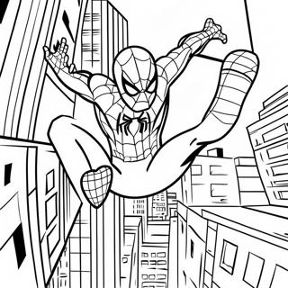 Spider Man Swinging Through The City Coloring Page 19219-16067