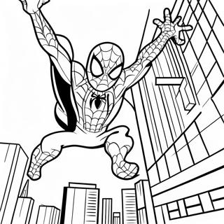 Spider Man Swinging Through The City Coloring Page 19219-16068