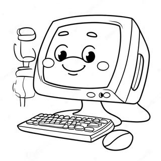 Cute Cartoon Computer Coloring Page 1922-1583