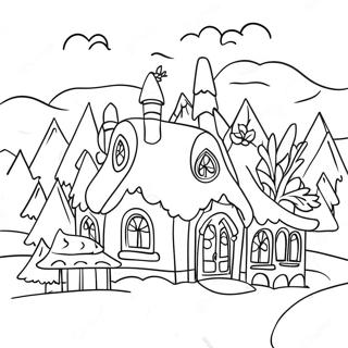 Cozy Christmas Village Scene Coloring Page 19239-16081