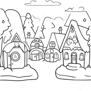 Cozy Christmas Village Scene Coloring Page 19239-16082