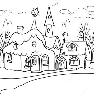 Cozy Christmas Village Scene Coloring Page 19239-16083