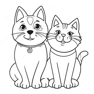 Dog And Cat Coloring Page 19308-16136