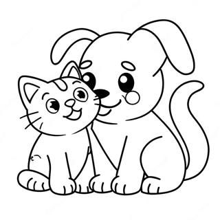 Playful Puppy And Kitten Coloring Page 19309-16138