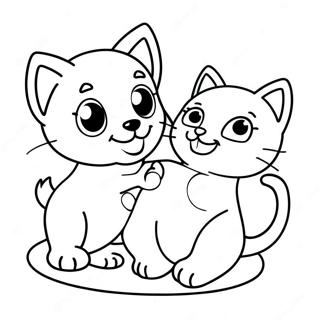 Playful Puppy And Kitten Coloring Page 19309-16139