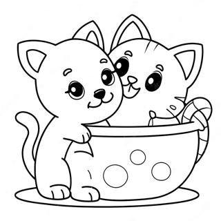 Playful Puppy And Kitten Coloring Page 19309-16140