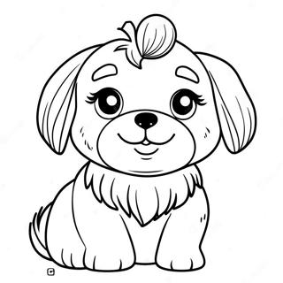 Cute Shih Tzu Playing Coloring Page 19319-16145