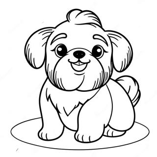 Cute Shih Tzu Playing Coloring Page 19319-16146