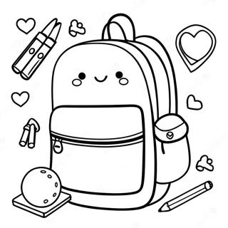 Cute Backpack With School Supplies Coloring Page 1932-1589