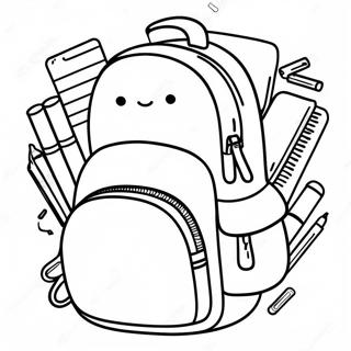 Cute Backpack With School Supplies Coloring Page 1932-1591